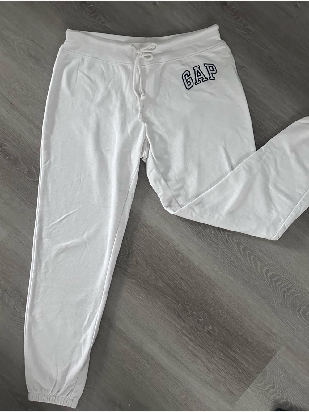 GAP White Logo Drawstring Joggers